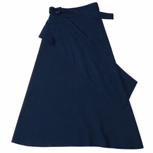 Joseph Black Wrap Midi Skirt Belted Asymmetrical Hem Size Small